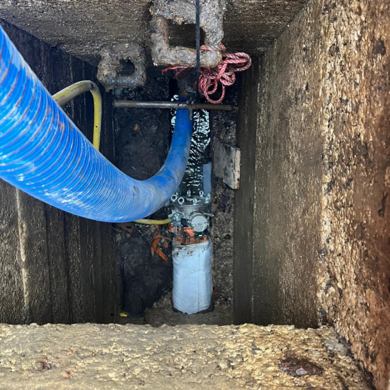 view of equipment inside a drain