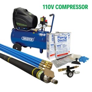 Pipe Doctor Contractor Pack - inc. 15 Air Push Rods with 110V Compressor